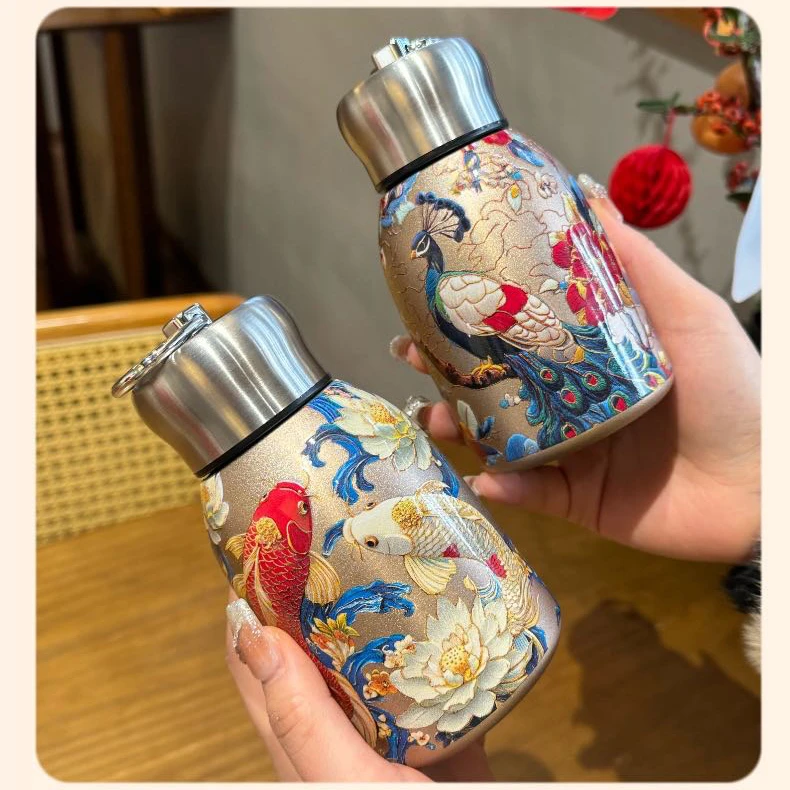 300ML金孔雀口袋杯小胖丁316不锈钢保温杯保冷保热时尚手提水杯