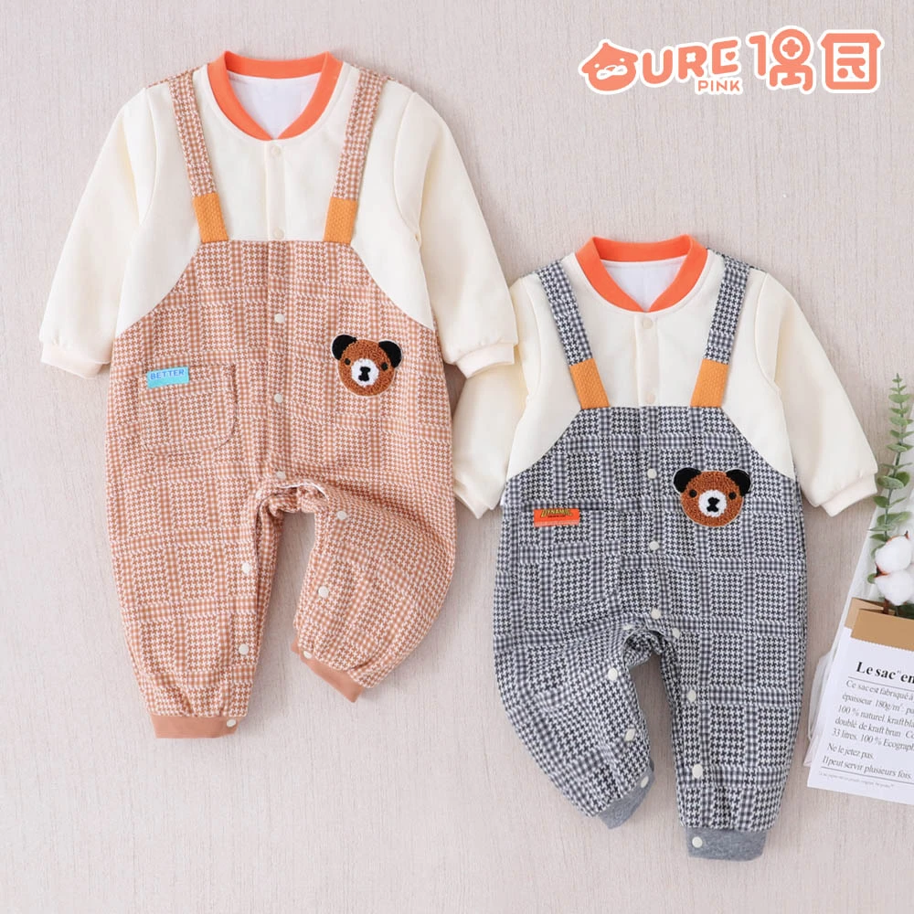10807B偶园婴幼儿薄棉连体春秋款A类面料柔软舒适爬爬服哈衣连体