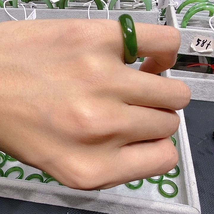 九***）和田玉（碧玉）未镶嵌戒指