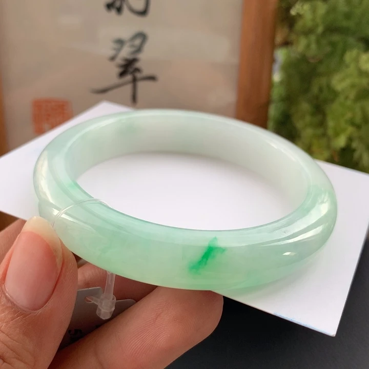 未镶嵌手镯翡翠翡翠手镯54+有纹
