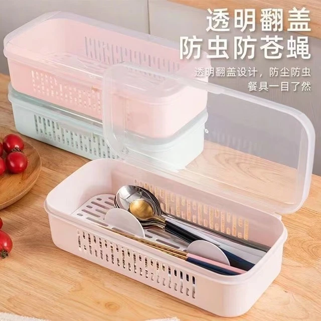 厨房筷筒多功能沥水筷子笼防尘带盖子筷子盒商用饭厅勺子筷子收纳