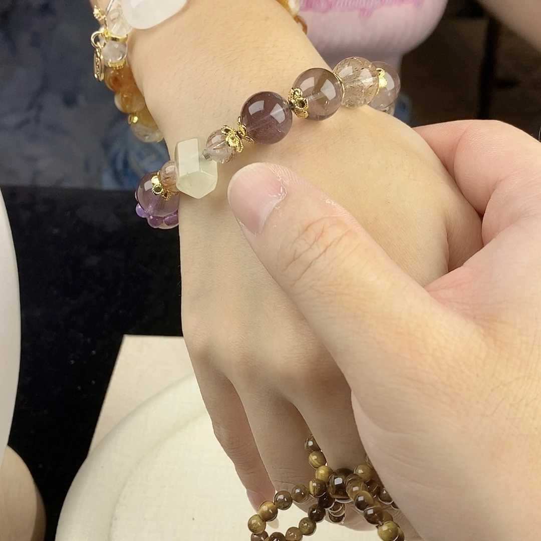 银S925镀金镶嵌手链水晶