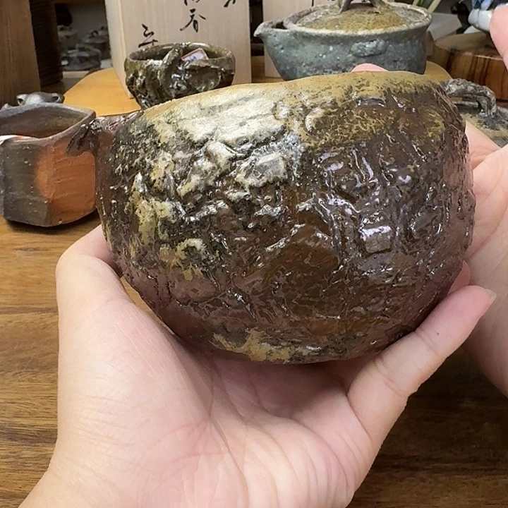 金光教悟备前烧龟裂纹公道杯福利一口价