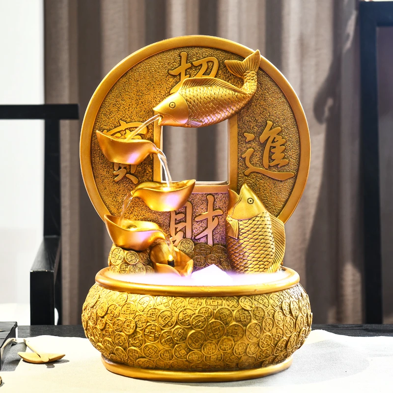 新中式循环流水摆件办公室客厅玄关装饰品流水生财开业乔迁礼物