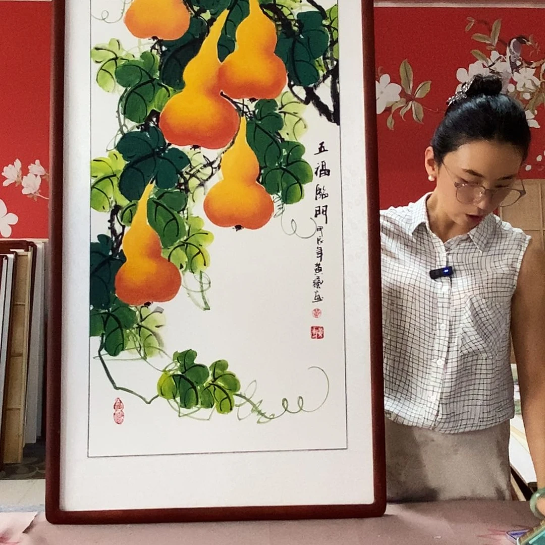国画手写手绘带框包邮62✖️122国画作品