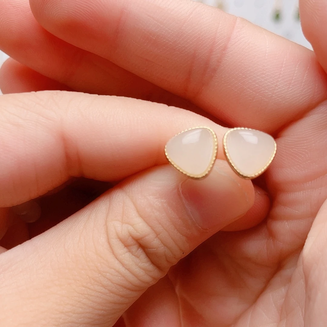 银S925镶嵌和田玉耳饰