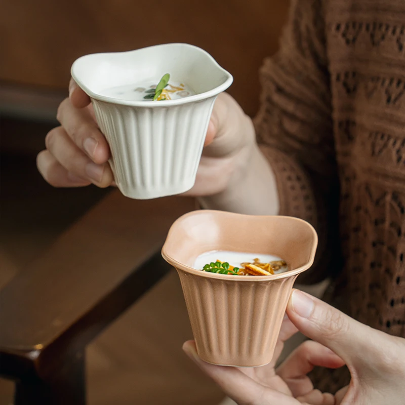 小悠家〖小巧别致〗3英寸陶瓷蘸料碗手持冰淇淋碗商用牛排酱汁杯