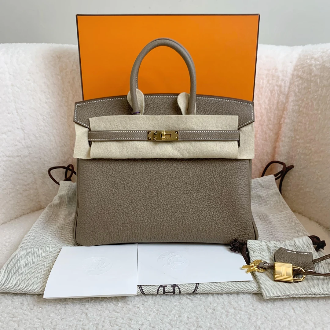 未使用 Hermes/爱马仕 壹臻/大象灰金扣Birkin25 W刻 74884769