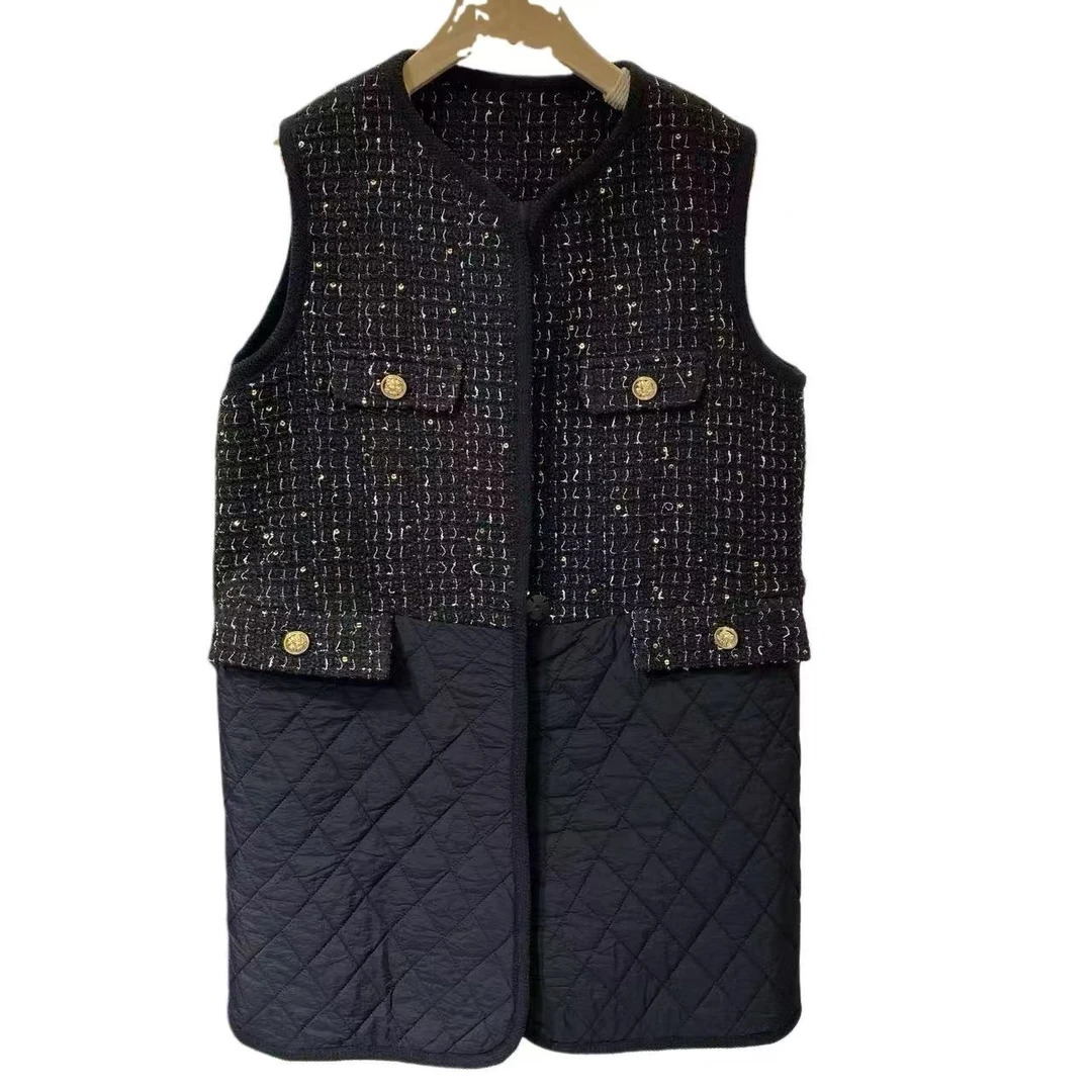 小香风棉服马甲气质时尚百搭休闲秋冬粗花呢