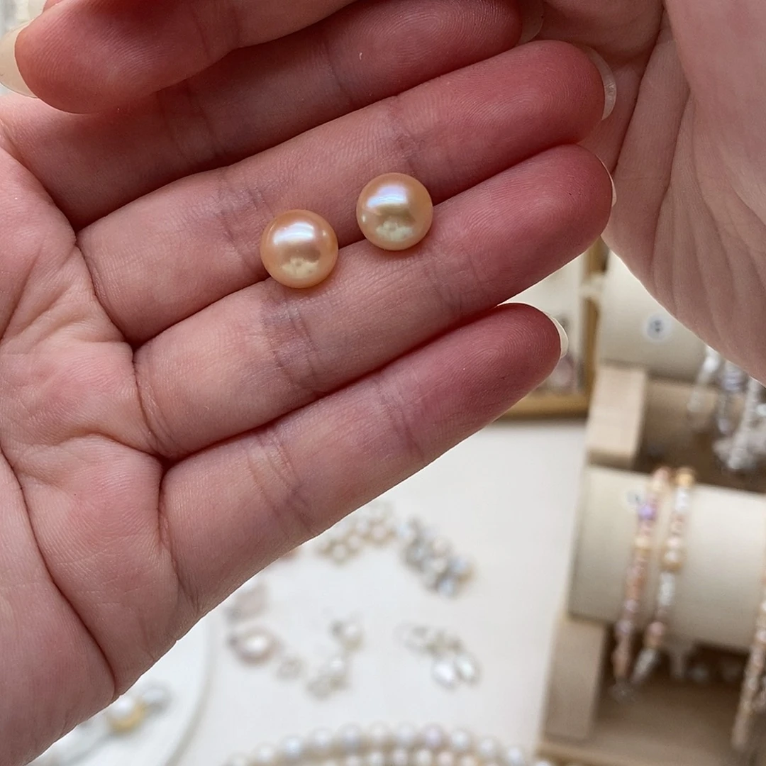 淡水珍珠银S925镶嵌耳饰