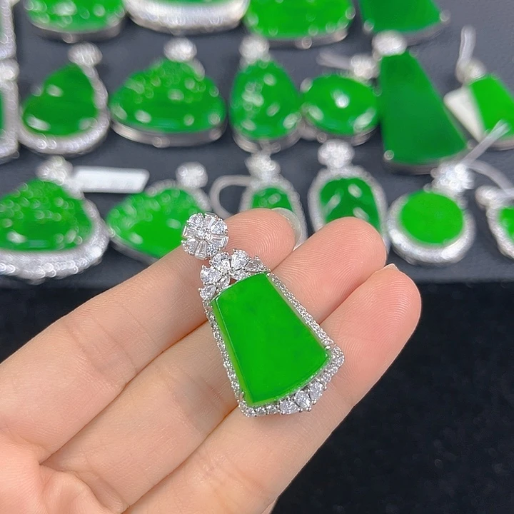 翡翠银S925镶嵌吊坠(不含链)