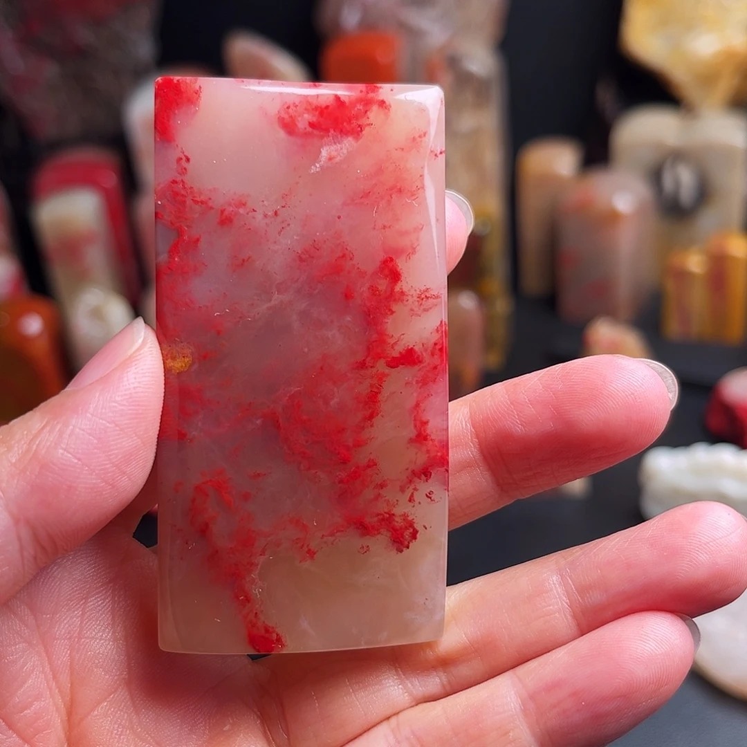 巴林石印石鸡血石扁章