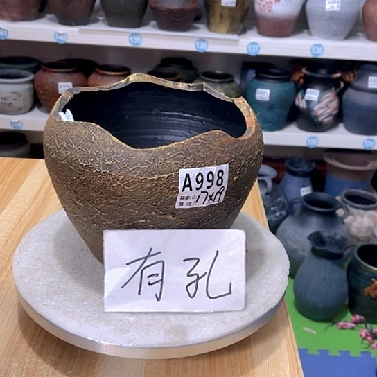 红陶手工制作工艺花盆