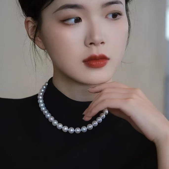 【超划算】南海三件套白色元宝扣10mm妈妈项链