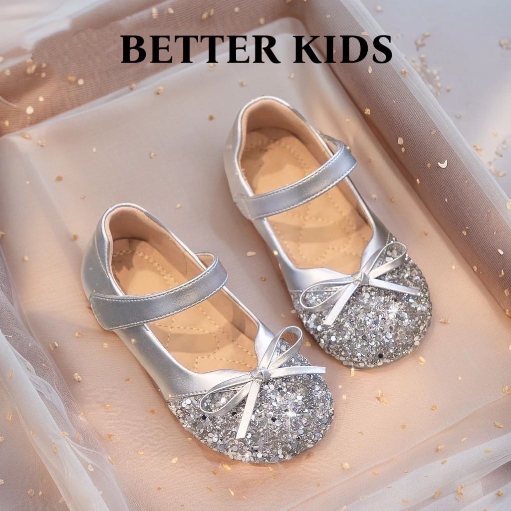 BETTER KIDS/女童公主鞋春秋新款软底软皮水晶鞋爱莎鞋水钻小皮鞋