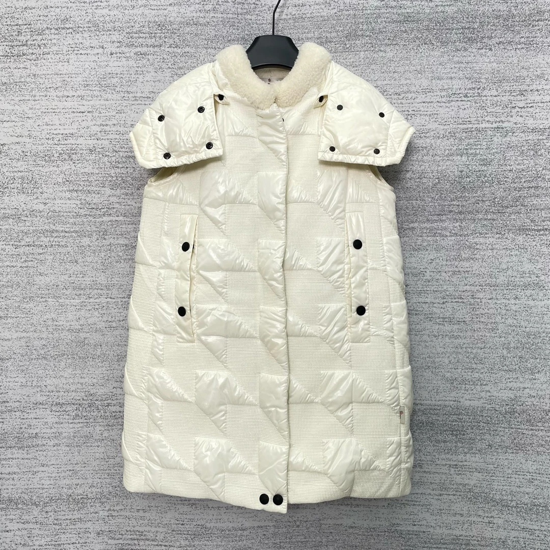 99新 AMIRI   Moncler /W109181/白色中长款马甲/尺码1