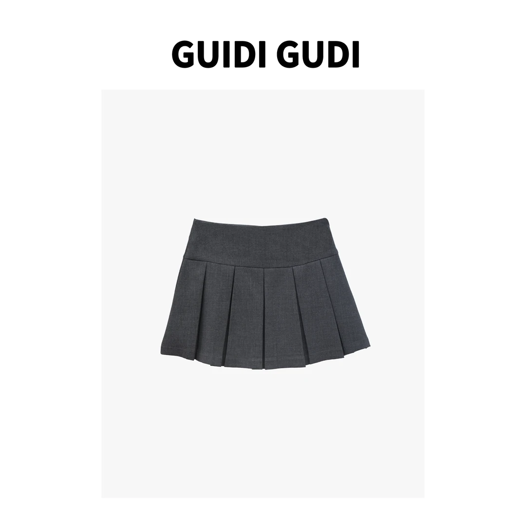 GUIDI GUDI【灰色船帆】气质休闲百搭时尚百褶裙 Q9430626H