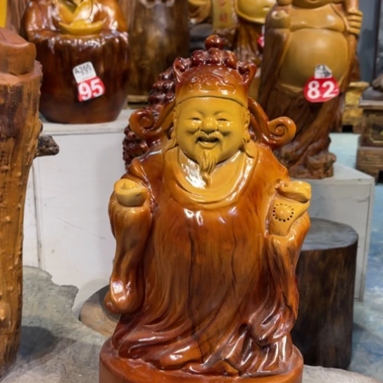 润***露香樟木香樟木雕刻人物摆件