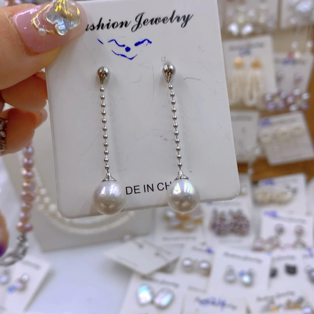 淡水珍珠耳饰银S925镶嵌