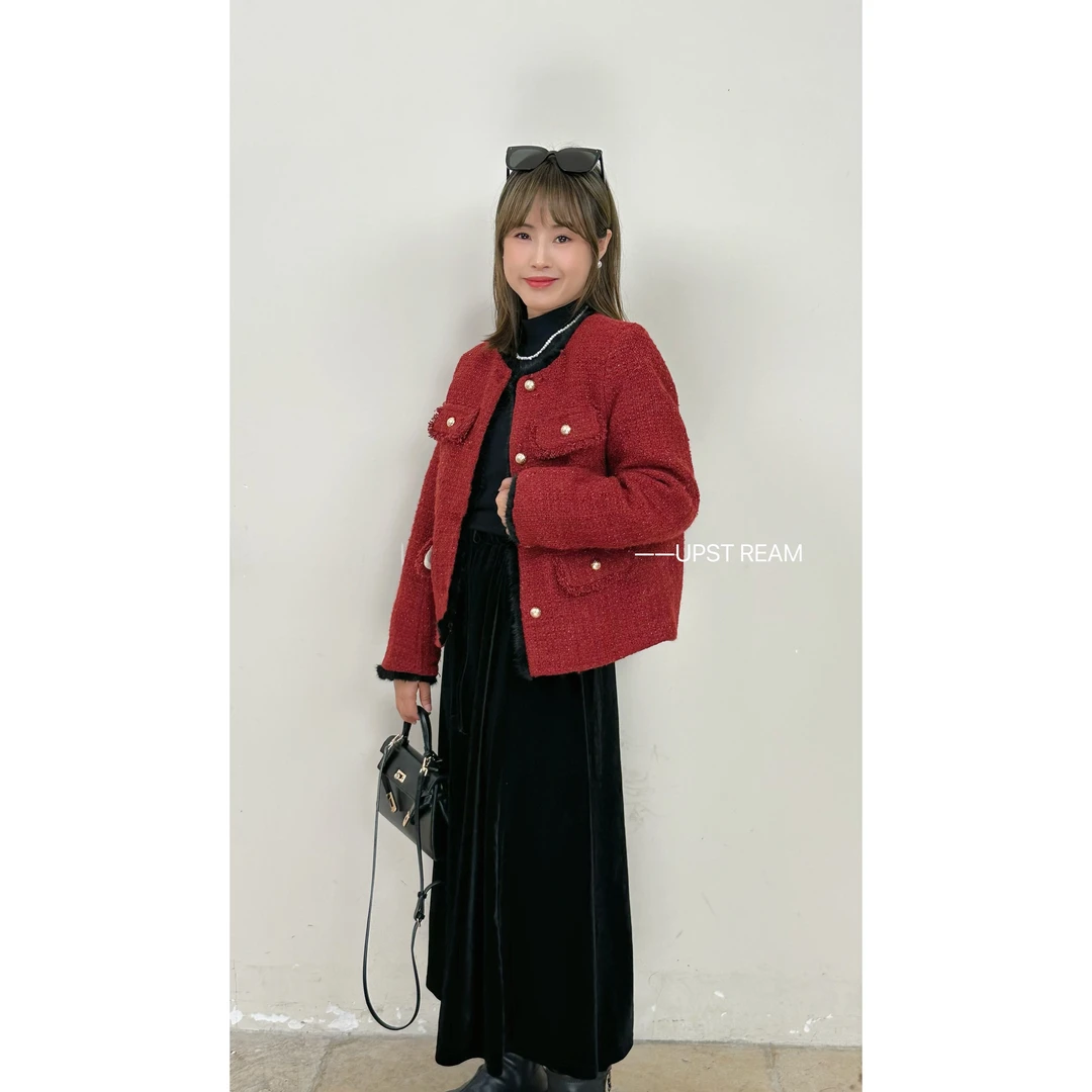 《溪上年货》新年红毛毛边小香羽绒外套 浮力NO退no换