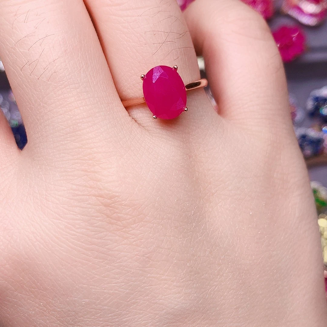 银S925镶嵌戒指红宝石