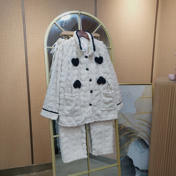 LD19孕妇杏色珊瑚绒月子服套装L100-130XXL150