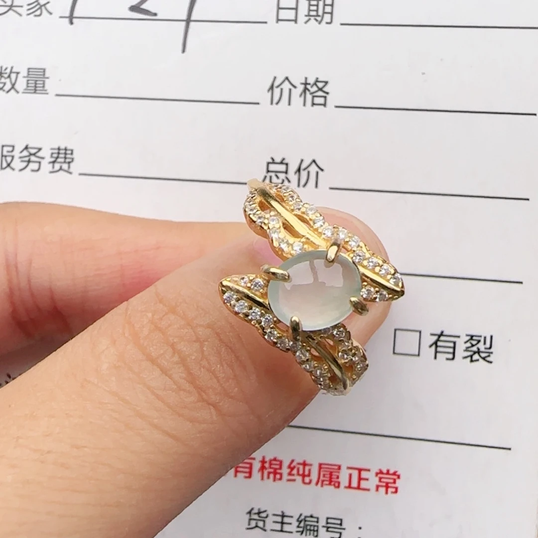 翡翠戒指银S925镶嵌戒指