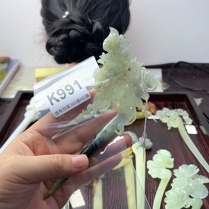 蛇纹石玉发饰合金雪*舞