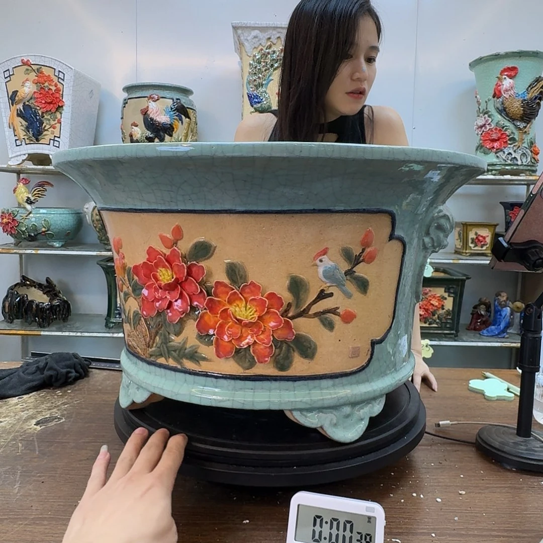 漳***司无花朵石湾盆800陶泥花盆