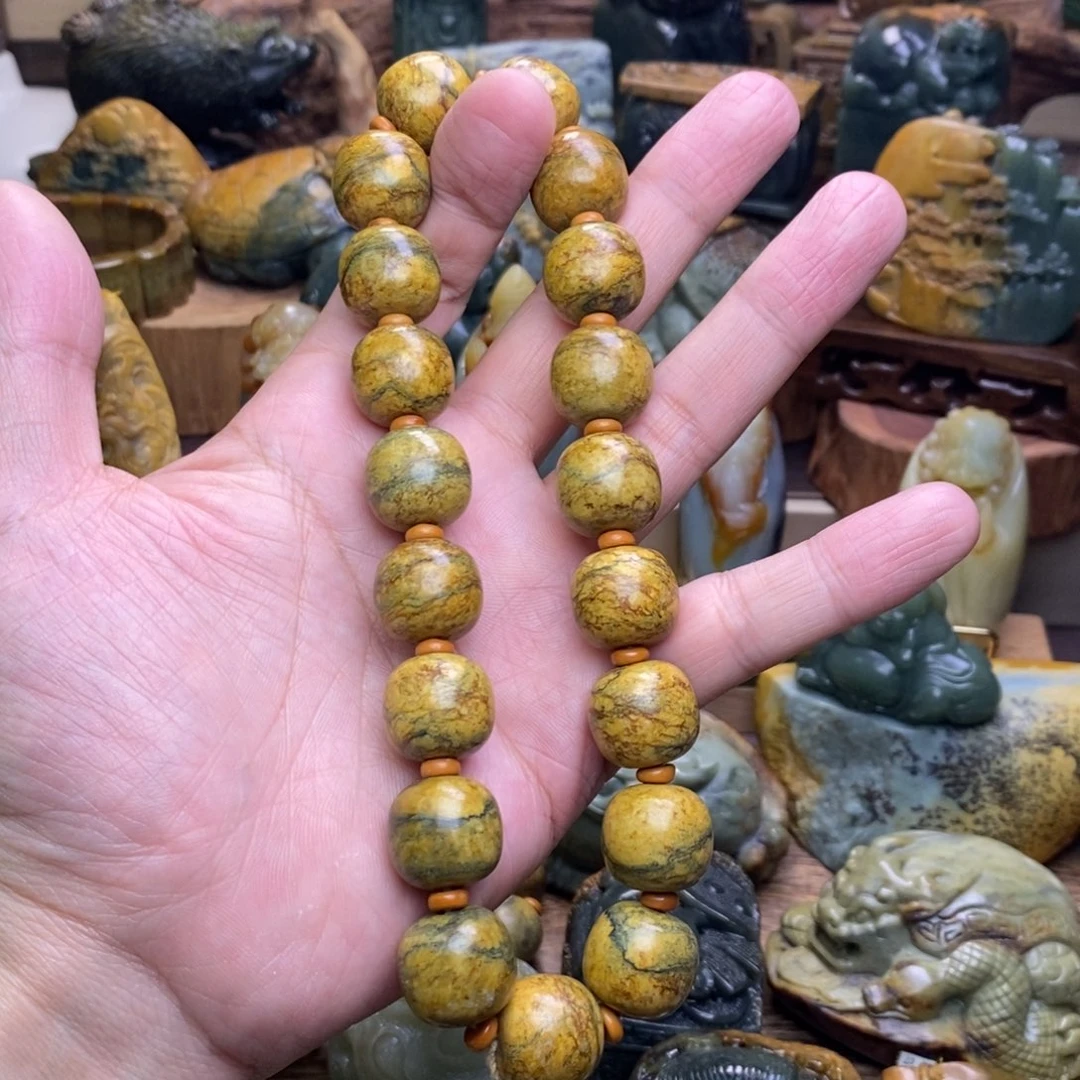 斌***安岫岩河磨玉（透闪石质玉）未镶嵌手串手持