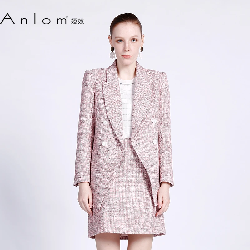 Anlom/娅奴春秋新款长袖开衫女时尚粉色百搭休闲西装女上衣外套