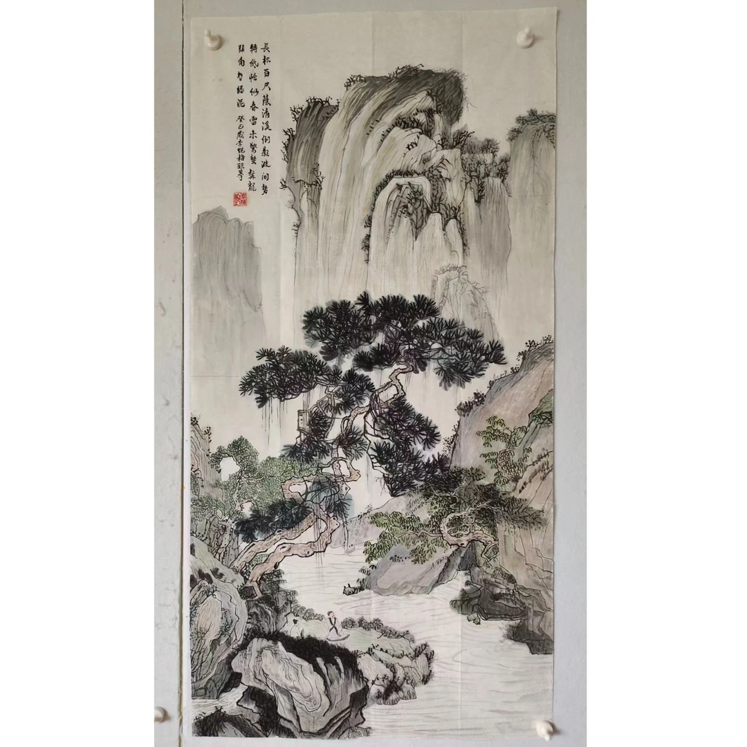 3260多年前纯手绘老字画《长松百尺》中堂尺寸137×68