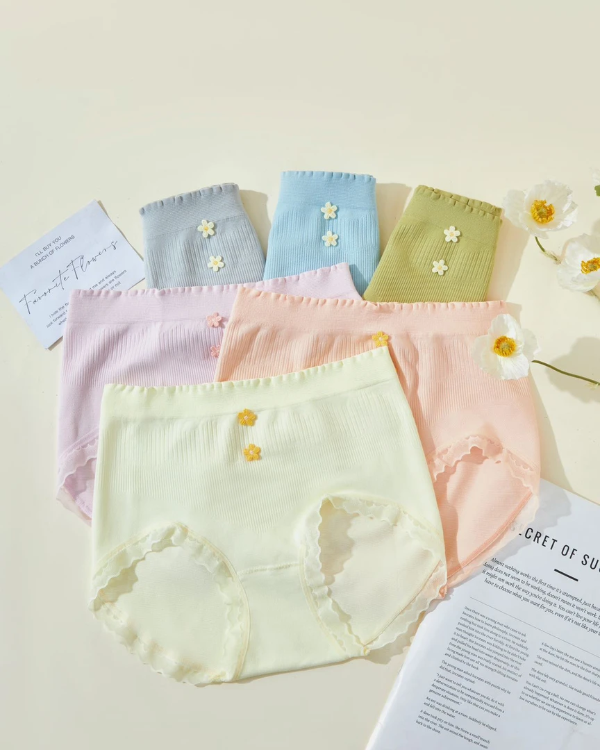 新款7A抑菌春夏薄款内裤女款女士蕾丝花边透气高腰包臀内裤舒适