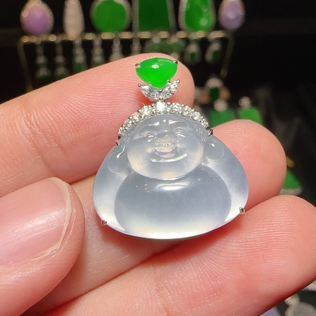 翡翠18K金镶嵌耳饰