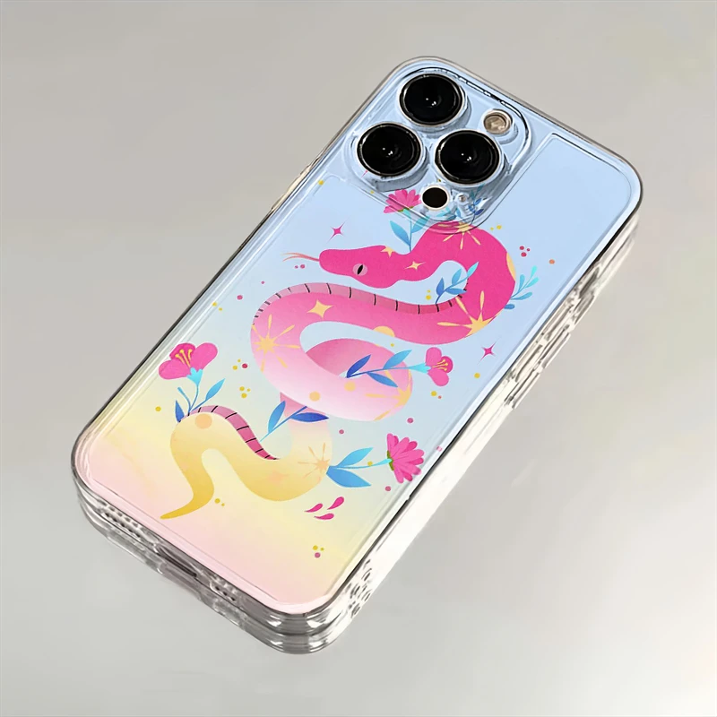 蛇年好运花路适用iPhone16小米15华为苹果14promax软手机壳12太空