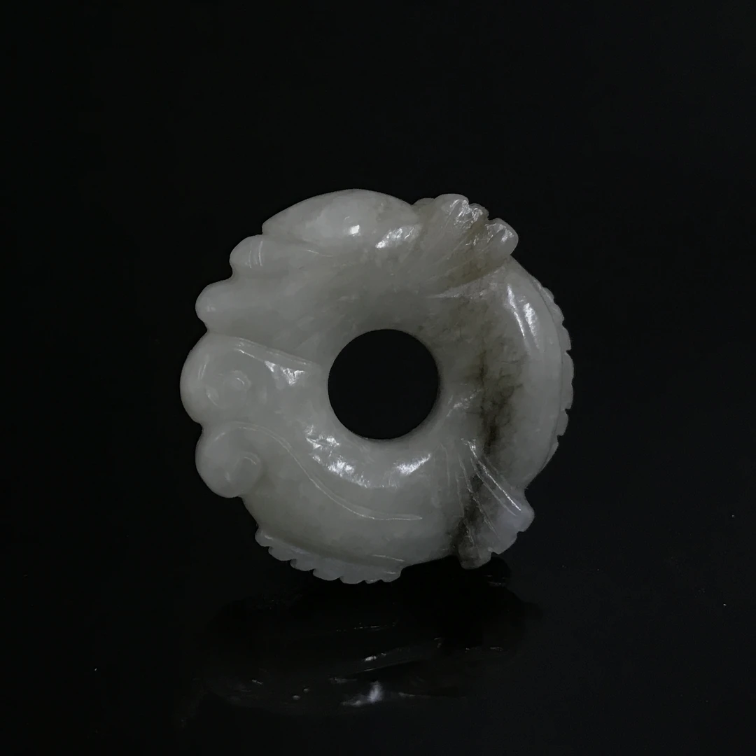 清代和田玉咬尾龙纹佩/004474/收藏/传承/【友谊文物商店】