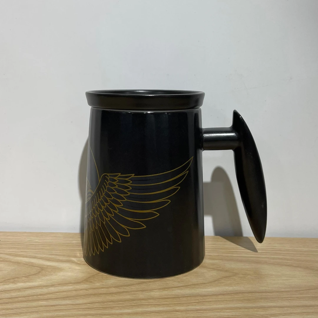 吾游茶器带盖仙鹤办公杯水杯家用陶瓷大容量茶杯