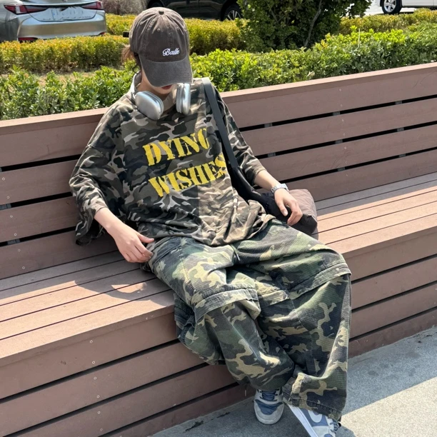韩国休闲迷彩T恤宽松