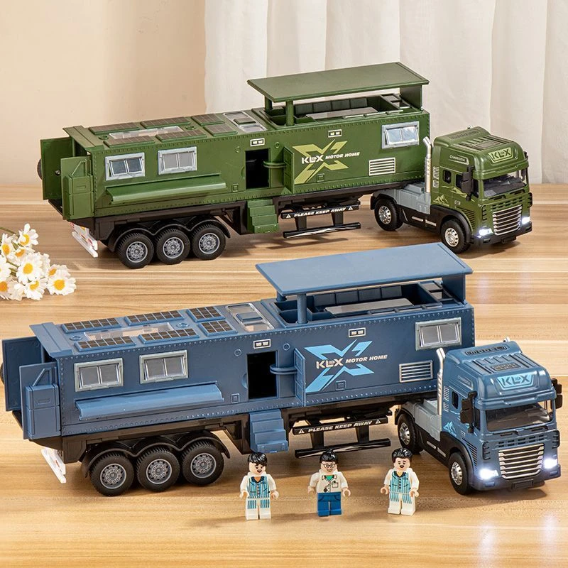 合金声光诺玛迪森仿真房车可开门惯性滑行工程车儿童男孩汽车玩具