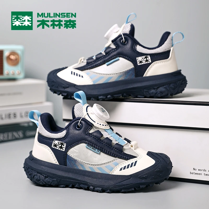 木林森童鞋2025新款儿童运动鞋中大童防滑鞋子男女孩皮面防水鞋
