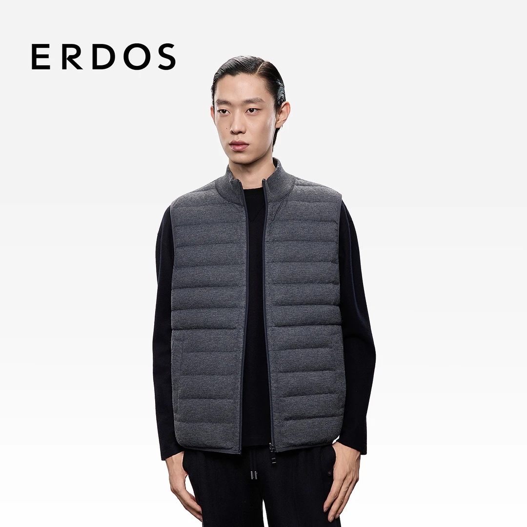 ERDOS 男装羊毛混纺羽绒马甲25年秋冬新品直身版都市休闲外套