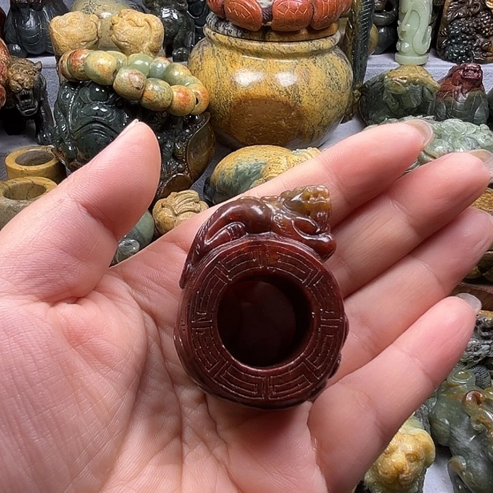 ༺***༻岫岩河磨玉（透闪石质玉）未镶嵌戒指