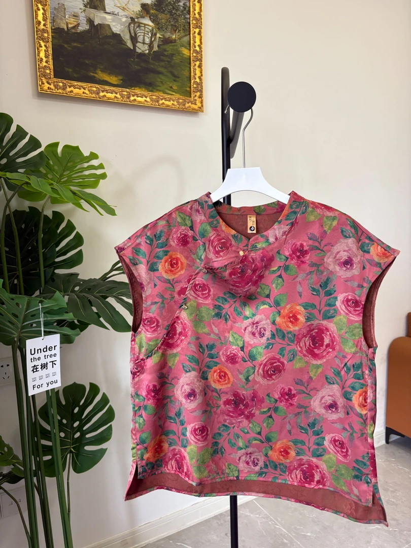 【牡丹】独特超好看上衣气质时尚新中式国风高级感印花无袖背心女