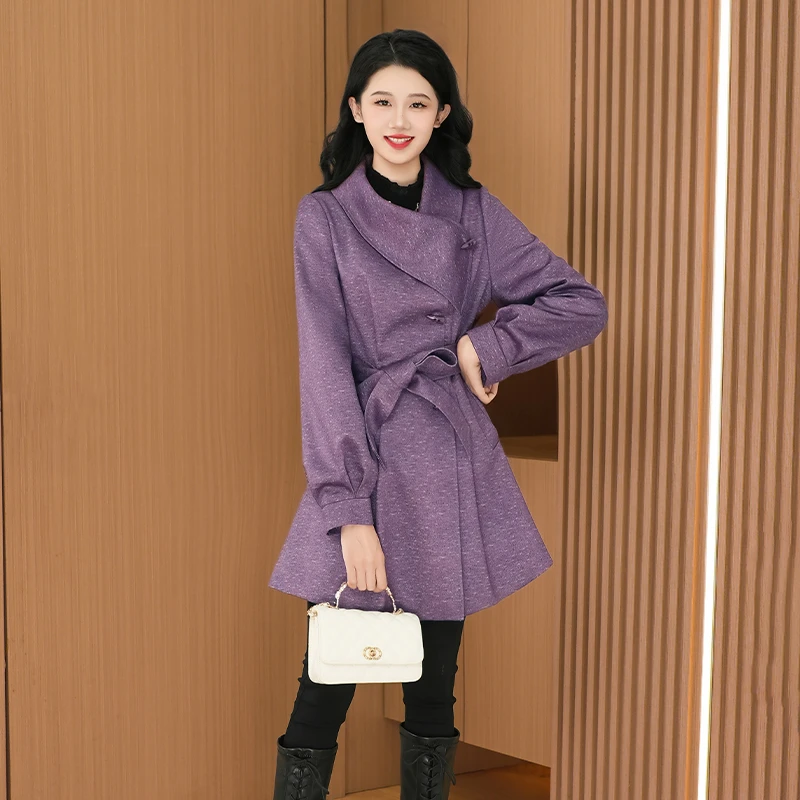 优雅新款气质时尚大气减龄休闲收腰显瘦风衣27621