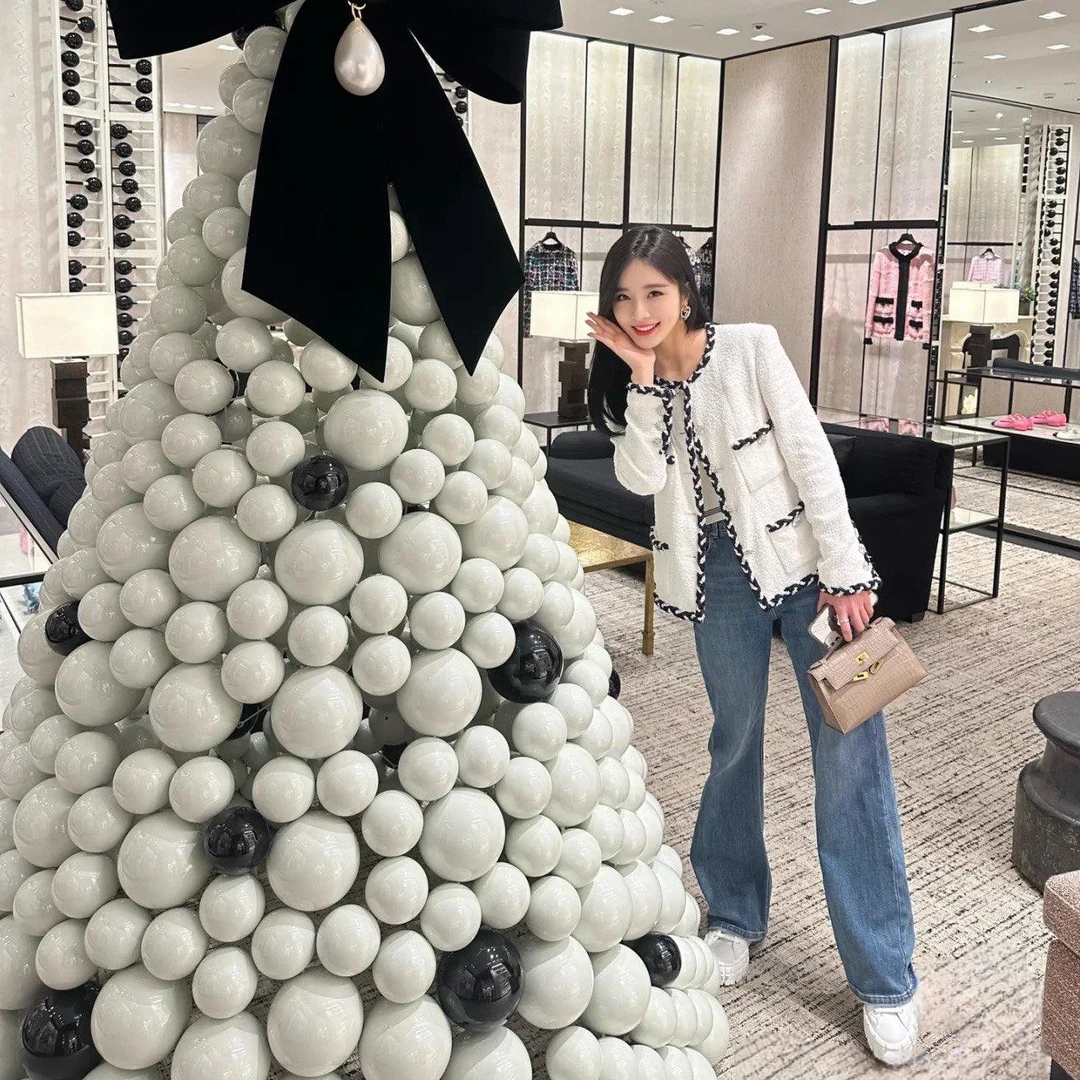 【LJ】【im】香家白钻粗花呢麻花织带外套