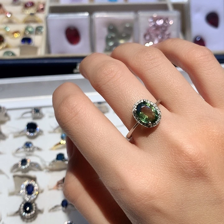 戒指银S925镶嵌蓝宝石