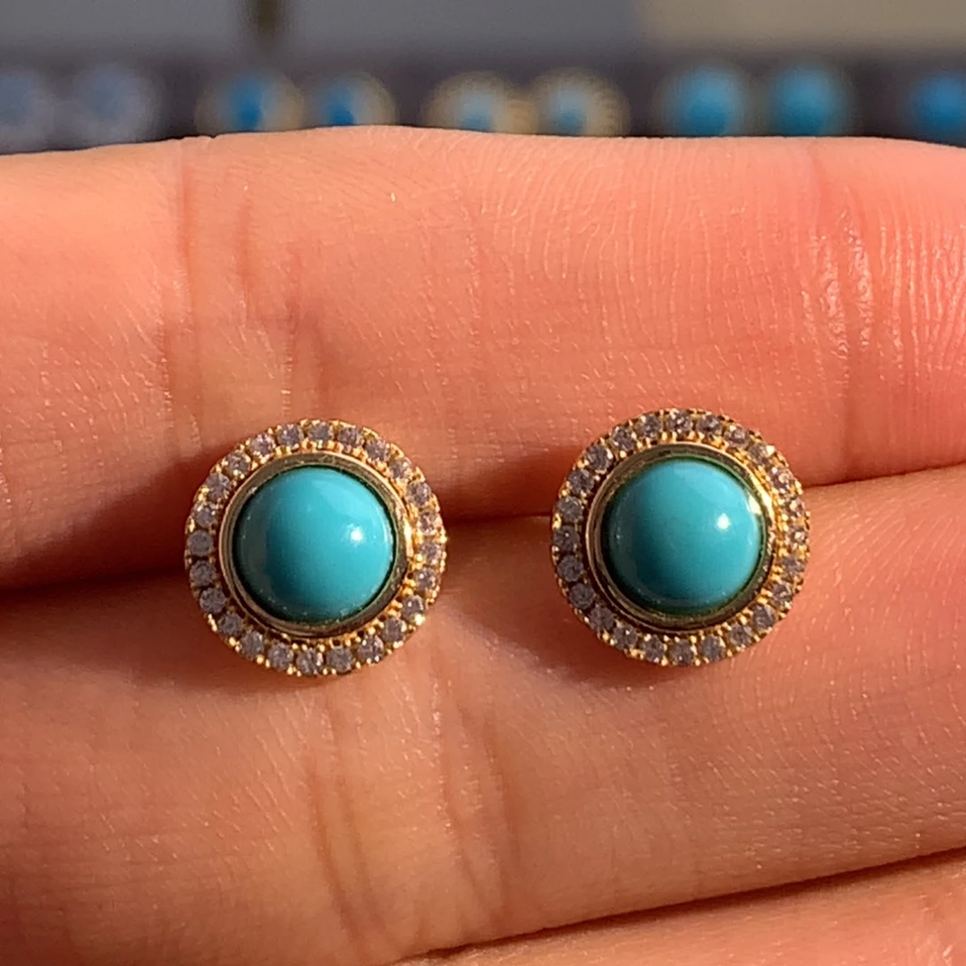 未镶嵌绿松石耳钉