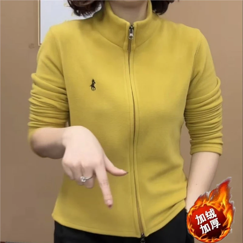2025早春新款摇粒绒立领拉链薄款短外套加厚女可两用中年妈妈加绒