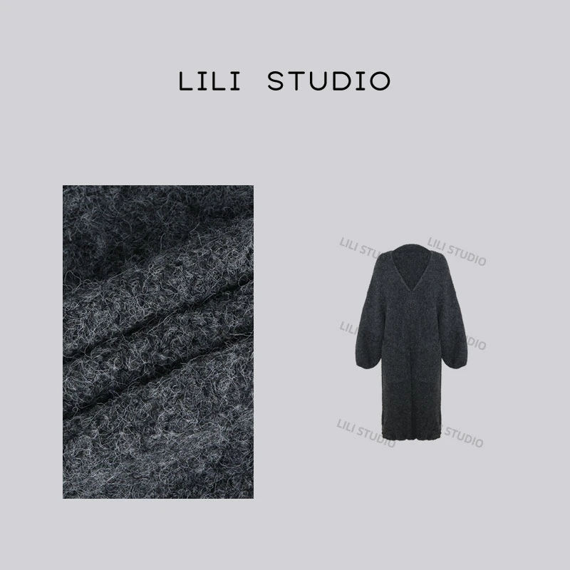 「暖绒小羊羔」不理理早秋新款慵懒风长款宽松针织外套0065