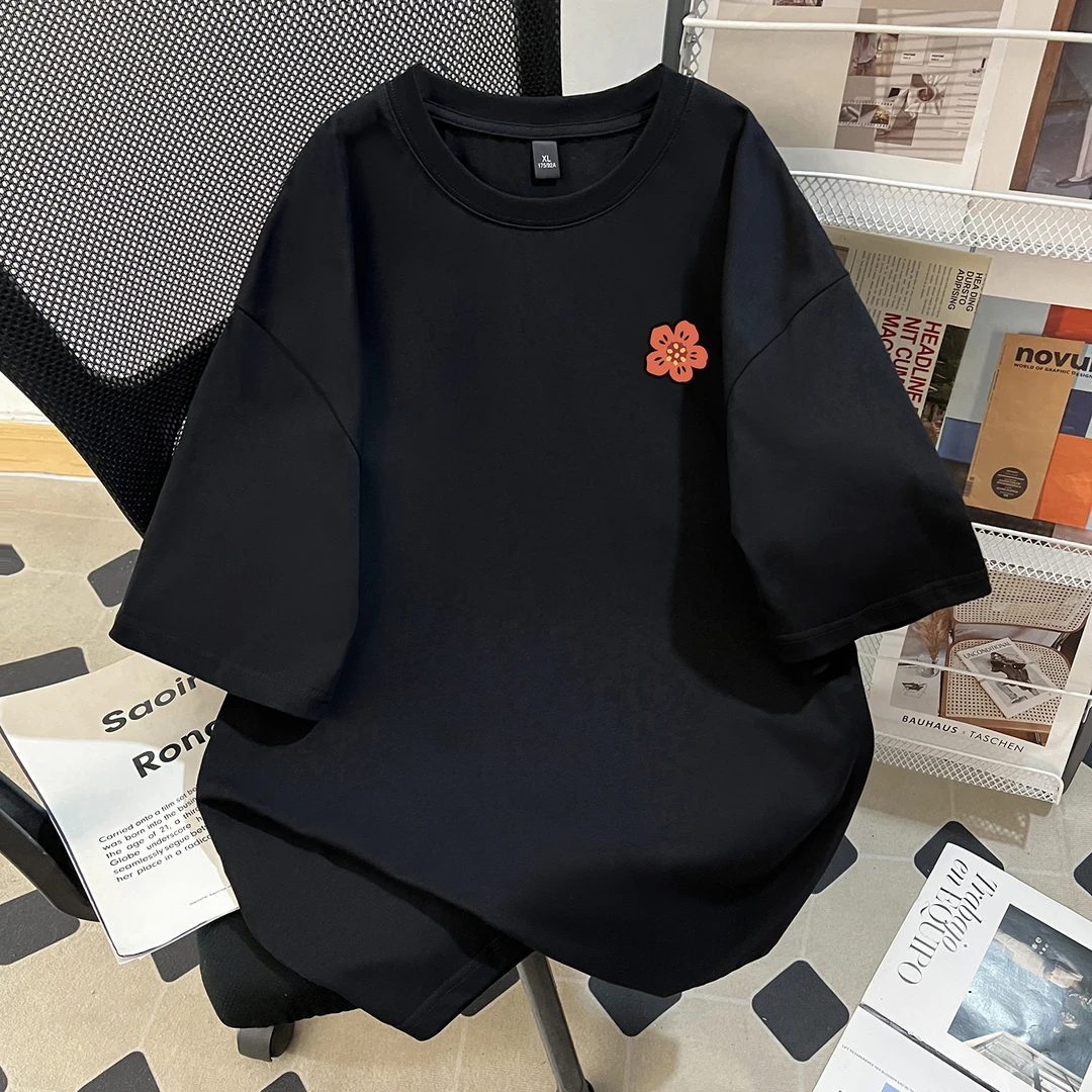 重磅纯棉圆领短袖男T恤夏季时尚百搭情侣ins宽松小众上衣潮流